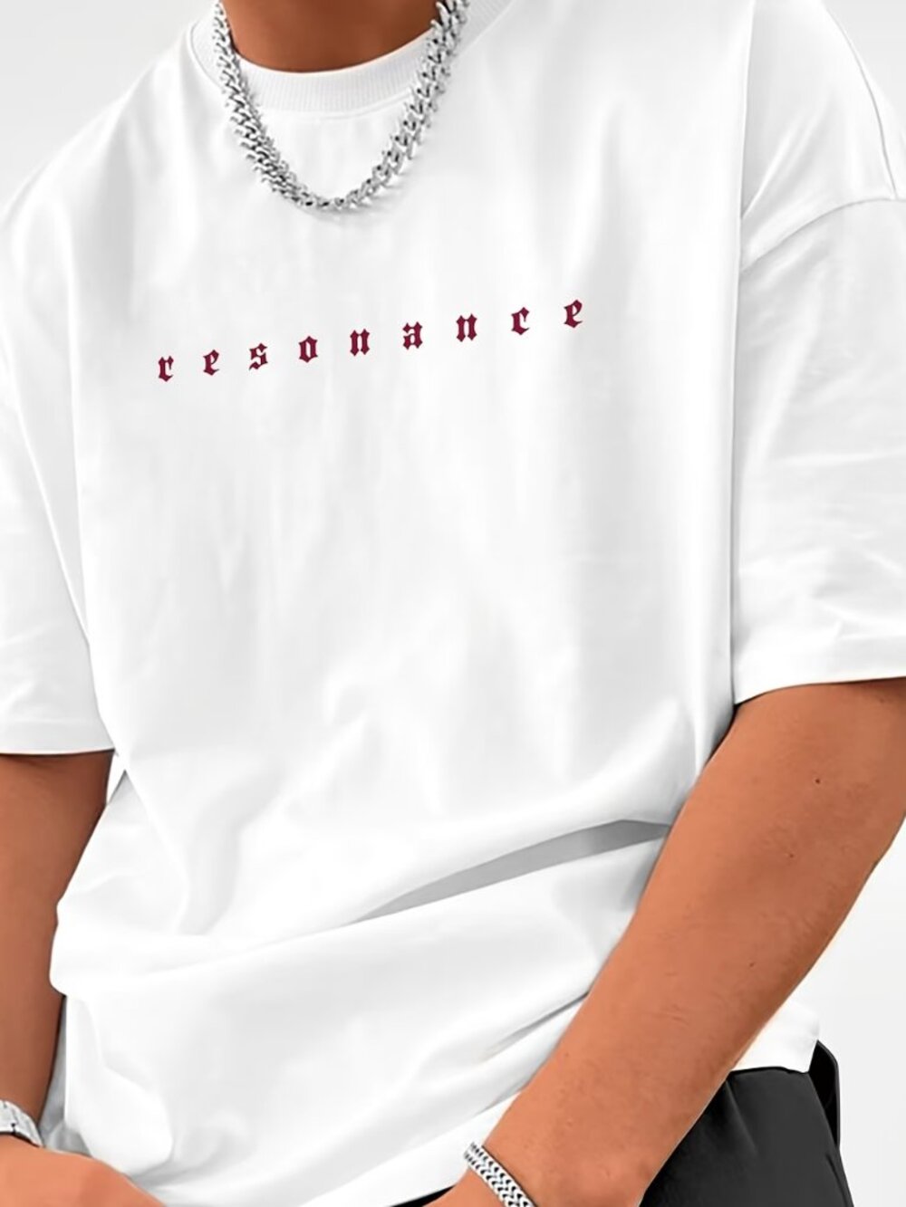 Oversized White Graphic T-Shirt, Gothic Hooded Figure Back Print, Streetwear